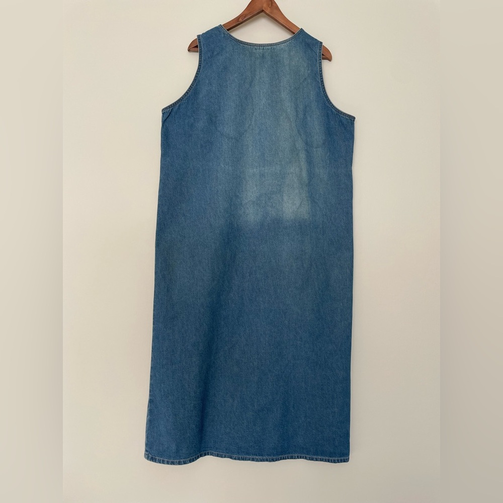 Speed Limit Denim Maxi Dress 1X Sleeveless Embroidered Daisies Cottagecore 90s - Picture 7 of 10